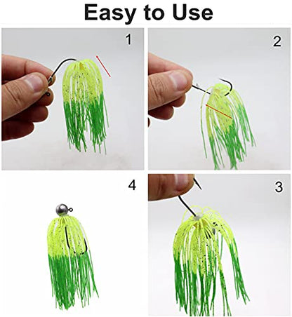 Silicone Jig Skirts Material Squid Rubber Jig Head Lures Spinnerbaits Buzzbaits Fly Fishing Material Crystal Flash bass jig Skirts Replacement Fishing DIY Accessory - color: 12 pcs Silicone Rubber