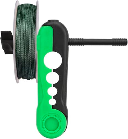 2pc Mini Fishing Line Winder Spooler Machine - Portable Handheld Line Winding Tool, Easy to Install & Use, ABS Durable Plastic with 4 Adaptor Holes for Rods - color: Black & Green