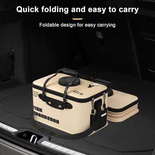 Collapsible Fishing Bucket 12L/22L/34L - Live Bait Container and Portable Bucket with Inflatable Hole, Collapsible Fish Transport Box for Camping, Fishing and Traveling (30CM-12L) - size: 30CM-12L