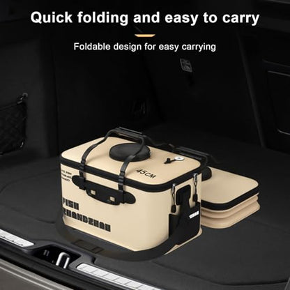 Collapsible Fishing Bucket 12L/22L/34L - Live Bait Container and Portable Bucket with Inflatable Hole, Collapsible Fish Transport Box for Camping, Fishing and Traveling (30CM-12L) - size: 30CM-12L