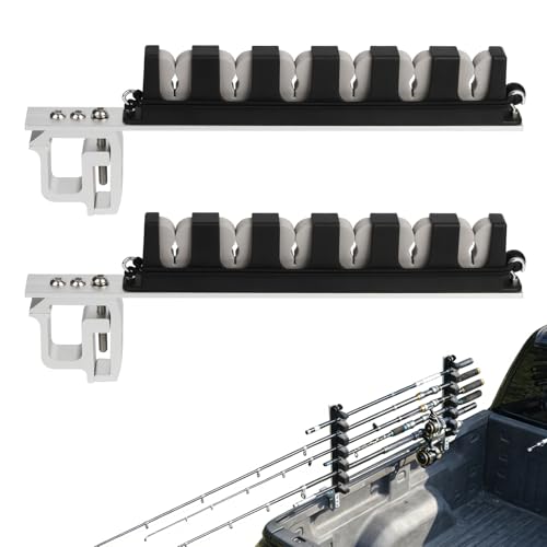 Truck Bed Fishing Rod Holder - 6 Rod Capacity with EVA Foam, Aluminum C-Clamp Mount, No Drill Installation, Fits Truck Bed & Boats