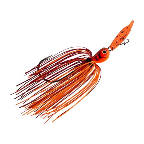 Strike King Thunder Cricket Fishing Lure, Vibrating Swim Jig, Silver Blade, 4/0 Jungle-Style Flipping Hook - color: Fire Craw, size: 3/4 oz