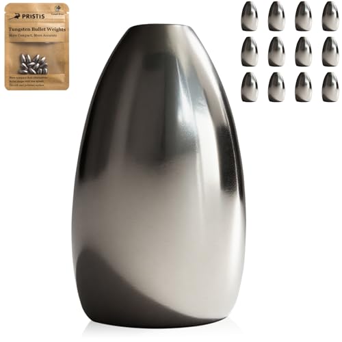 Pristis 12 pcs Tungsten Fishing Weights, Compact Bullet Sinkers Kit for Fishing line, Drop Shot Texas Carolina Rig Hook Weight for Bass Walleye Perch Trout Crappie Bait - size: 1/8 oz