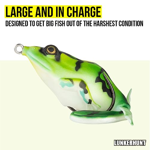 Lunkerhunt - Topwater Fishing Lures for Bass Trout Fishing | Combat Frog Lure for Big Fish | Award Winning Hollow Body Frog Fishing Bait with Weedless Hooks - color: Sierra