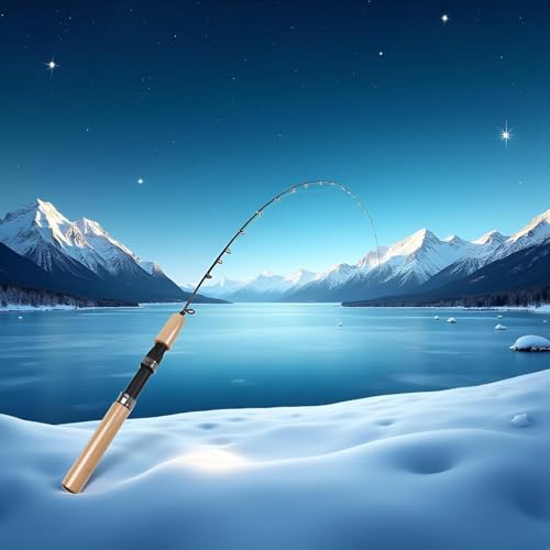 Ice Fishing Rod Combo - Telescopic Fishing Rod, Ergonomic Ice Fishing Gear,Retractable Winter Fishing Pole, Cold Weather Fishing Rod, Portable Rod Combo Suitable for Trout,Walleye and Perch（Pale Pink）