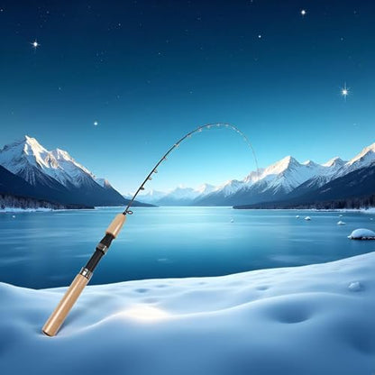 Ice Fishing Rod Combo - Telescopic Fishing Rod, Ergonomic Ice Fishing Gear,Retractable Winter Fishing Pole, Cold Weather Fishing Rod, Portable Rod Combo Suitable for Trout,Walleye and Perch（Pale Pink）