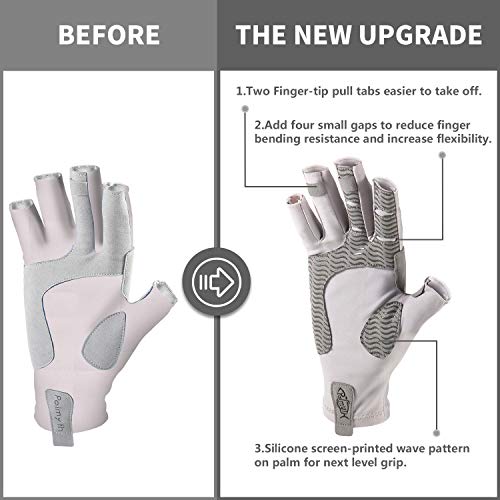 Palmyth UV Protection Fishing Fingerless Gloves UPF50+ Sun Gloves Men Women for Kayaking, Hiking, Paddling, Driving, Canoeing, Rowing - color: Light Gray, size: Small