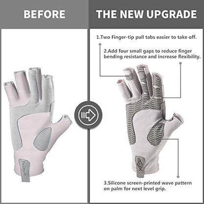 Palmyth UV Protection Fishing Fingerless Gloves UPF50+ Sun Gloves Men Women for Kayaking, Hiking, Paddling, Driving, Canoeing, Rowing - color: Light Gray, size: Small