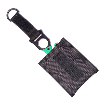 Premium Aluminum Safety Line Cutter – Compact Blade with Interchangeable Ceramic Blades & Durable Nylon Sheath - color: Black Green