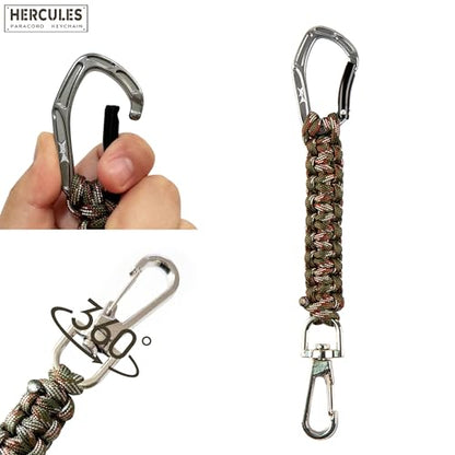 HERCULES Paracord Keychain Set – 2 Pack Lanyard Rope with Aluminum Clip, Durable Paracord Wrist Strap for Outdoor Activities, Forest Camo - style: Forest Camo
