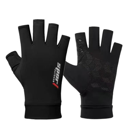Sun-UV-Protection-Gloves for Men Women Fingerless Driving Gloves Non-Slip Half Finger Hiking Workout Gloves for Outdoor