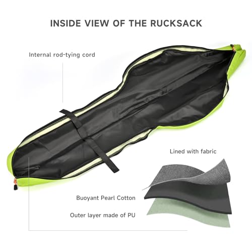 LEOFISHING Portable Folding Water-Resistant Fishing Pole Bag 45cm/17.7in 120cm/47.2in Shock-Resistant Fishing Pole Carrier Case Store up to 2-3 Fishing Rod with Reel and Gears - size: 120cm/47.2"