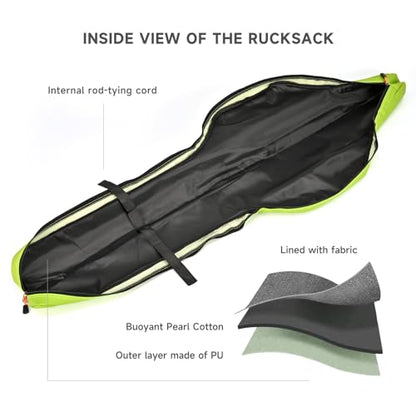 LEOFISHING Portable Folding Water-Resistant Fishing Pole Bag 45cm/17.7in 120cm/47.2in Shock-Resistant Fishing Pole Carrier Case Store up to 2-3 Fishing Rod with Reel and Gears - size: 120cm/47.2"