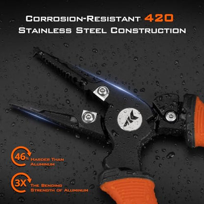 KastKing Paradox Fishing Pliers, Angled Fish Lip Gripper, Saltwater Resistant 420 Stainless Steel Fishing Tools, Fishing Pliers Hook Remover with Ergonomic Handle, Fishing Gifts for Men - style: A:7.5" Split Ring