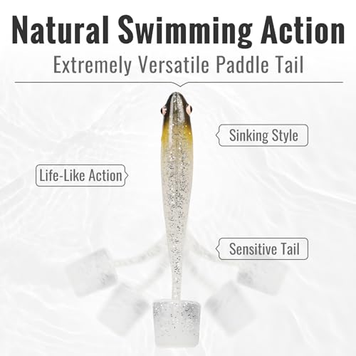 TRUSCEND Shadtale Easy Catch Soft Fishing Lures with BKK Hooks - Trembly Sinking and Vibrating Swim for More Bites, Pre-Rigged Swimbaits for Bass, Trout, Crappie, Walleye, Freshwater Saltwater Fishing - color: F0-2.5",0.08oz,12pcs