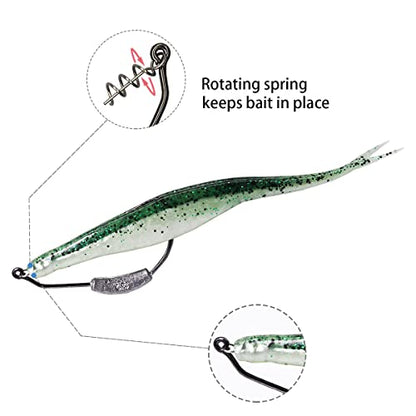 25 Pack Weighted Swimbait Hooks, Jig Heads with Twist Lock, Soft Plastic Worm Fishing Hooks 1/0 2/0 3/0 4/0 5/0 - color: A(Size 1/0, 1/14 oz, 25-pack)