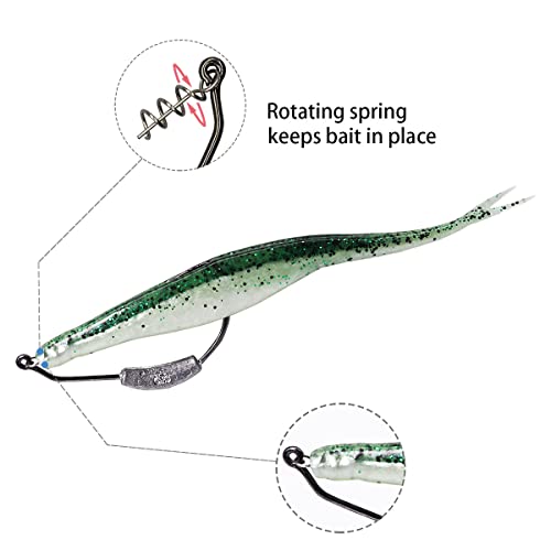 25 Pack Weighted Swimbait Hooks, Jig Heads with Twist Lock, Soft Plastic Worm Fishing Hooks 1/0 2/0 3/0 4/0 5/0 - color: D(Size 4/0, 3/16 oz, 25-pack)