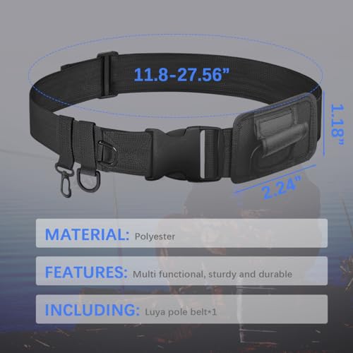 Fishing Waist Belt Rod Holder Adjustable Wading Belts with Removable Fish Pole Inserter Portable Outdoor Fly Fishing Gear for Surf Kayak Spinning Casting