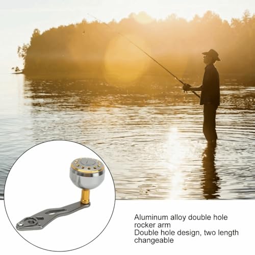 Baitcasting Reel Handle Replacement Parts, Aluminum Alloy Fishing Reel Rocker Arm with 8x5mm Mounting Hole, Lightweight Handle Grip for Baitcasting Reel Repair - color: Silver
