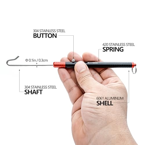 SAMSFX Fishing Pliers, Muti-Function Fly Fishing Tools, 8" Saltwater Resistant Gear Hook Remover Split Ring Tungsten Cutters, with Lanyard & Sheath - color: Red Fishing Pliers with Dehooker