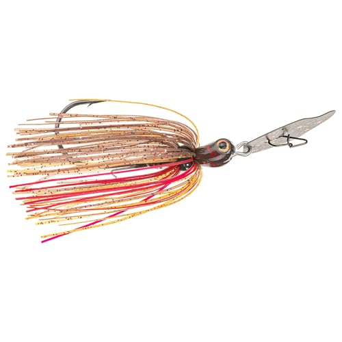 Strike King Thunder Cricket Fishing Lure, Vibrating Swim Jig, Silver Blade, 4/0 Jungle-Style Flipping Hook - color: Falcon Lake Craw, size: 3/8 oz
