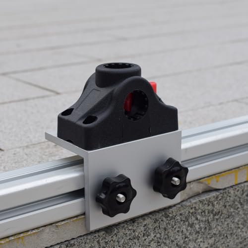 90° Boat Track System Bracket Deck/Side Mount Rod Holder, Aluminum Boat Track Bracket Base+360° Rotating Fishing Rod Base, for Versatrack System/Bass Tracker/Ranger Track System