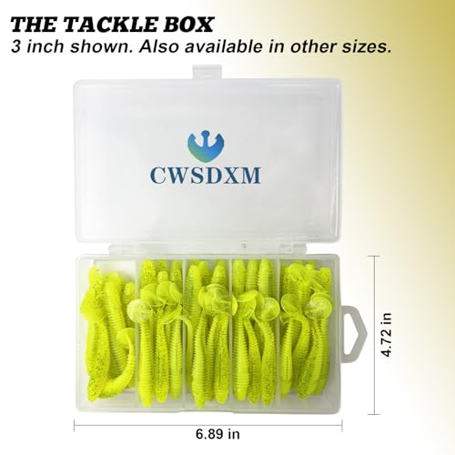 Paddle Tail Swimbaits, 2.5 inch/3inch Soft Lures Fishing Trout Crappie Bass for Freshwater and Saltwater 75PCS/60PCS - color: Chartreuse Translucent, size: 2.5 inch, 75 PCs