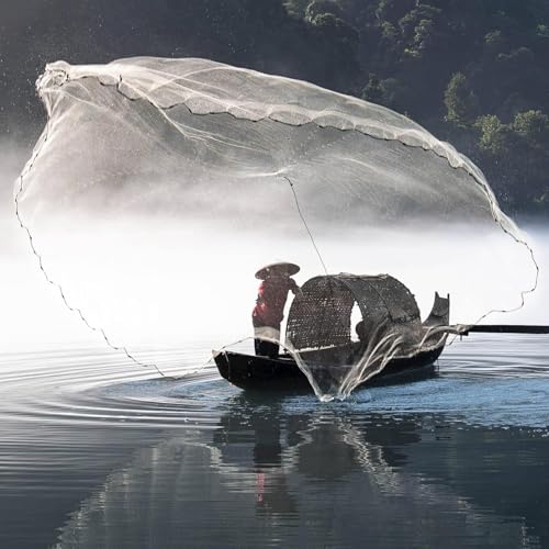 Lawaia Cast Net with Lead Sinkers Fishing Throw Nets Hand Castnet Shrimp Bait Traps 1/2 inch Mesh for Freshwater Saltwater with 3ft/4ft/5ft/ 6ft/ 7ft/ 8ft/ 9ft/ 10ft/ 11ft/ 12ft Radius - size: 3FT Radius
