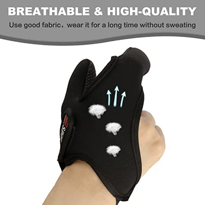 Double-Finger Gloves, 3 Pack Anti-Slip Fishing Glove, Professional Finger Gloves Protector Unisex Elastic Band Glove for Outdoor Fishing - color: Black