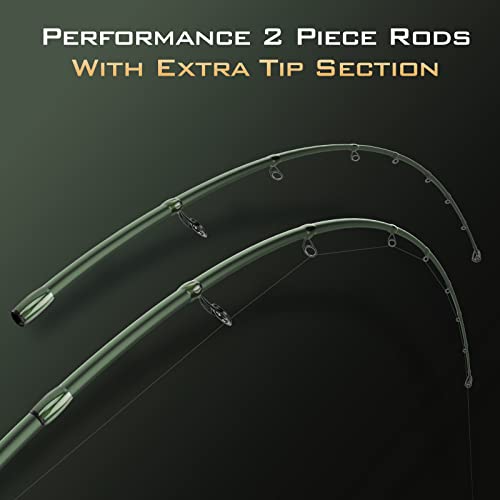 KastKing Spartacus II Fishing Rods - IM6 Graphite Blanks Casting & Spinning Rods, 2-Piece Rods with Extra Tip Section, PTS Power Transition System, KastFlex Technology, Rubber Cork Handle - size: 7'3"- MH- Fast (2pcs+ Extra Tip), style: Spinning