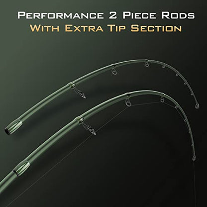 KastKing Spartacus II Fishing Rods - IM6 Graphite Blanks Casting & Spinning Rods, 2-Piece Rods with Extra Tip Section, PTS Power Transition System, KastFlex Technology, Rubber Cork Handle - size: 7'3"- MH- Fast (2pcs+ Extra Tip), style: Spinning