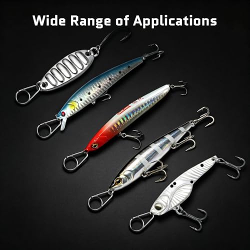FishTrip Pear Oval Fishing Clips - 100 Pack Quick Change Connector for Lure | Stainless Steel Double Lock Fishing Snaps, 10 Sizes #00 to #8 Clips for Bass Lures Crankbait Saltwater Freshwater 30-117LB - size: 8# 100pcs