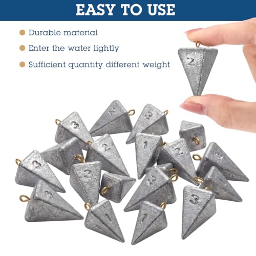 Zhanmai Fishing Weights Sinker Kit Rig Pyramid Fishing Sinker Catfish for Freshwater Saltwater Bass Casting Surf Tackle Assortment in 1, 3, 4, 6 oz