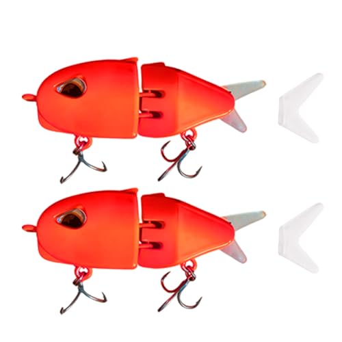2Pcs Mini Glide Bait for Bass Fishing,Slow Sinking Fishing Lure,Freshwater Saltwater Multi Jointed Swimbait Wobbler,for Amazing Fishing Gear Gifts for Family - color: Red