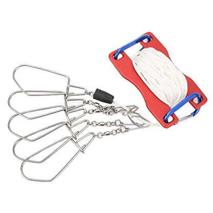 Live Fish Lock Portable Stainless Steel Fishing Stringer with Wear - Resistant Nylon Rope, D - Shaped Carabiner and Quick - Release Pin for Big Game Lure Fishing - color: Red