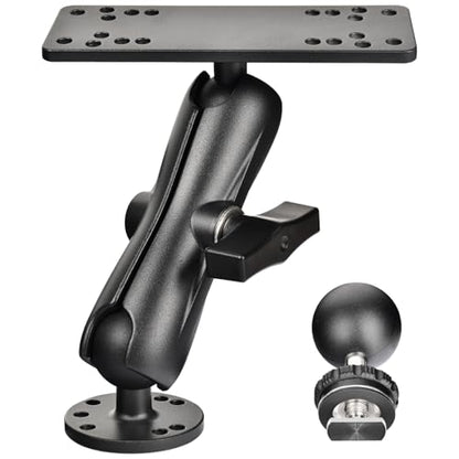 VAUBORTTI Aluminum Fish Finder Mount, Marine Electronic Mount for Boat, C Size 1.5" Ball with T-Bolt Track Base, Compatible with Garmin, Lowrance, Raymarine, for RAM Systems
