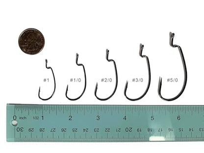 Angler's Grotto EWG Offset Shank Worm Hook | 15/25 Count Per Pack | Freshwater Saltwater Fishing Hooks | High Carbon Steel Extra Strength | Size #1#1/0#2/0#3/0#4/0#5/0 - size: Size #1, 15 Count