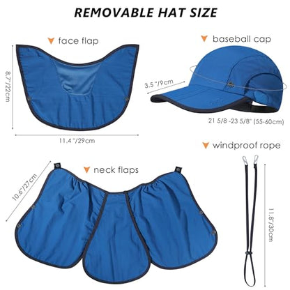 GADIEMKENSD UPF 50+ Folding Fishing Hat 360 Outdoor Sun Hat - color: Blue