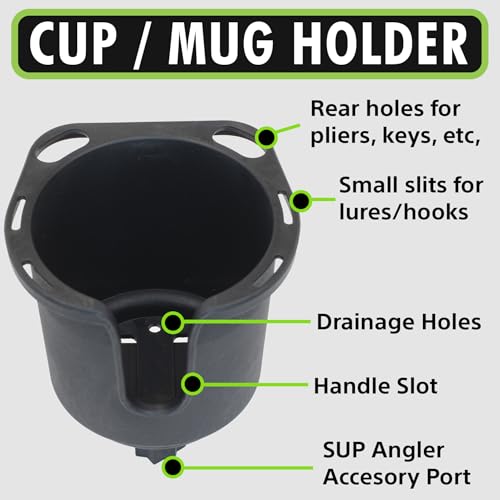 SUP Angler Lite Universal Paddle Board Mount with Paddle Board Fishing Rod Holders, Phone Holders, Cup Holders; Paddle Board Accessories - style: 1 Cup Holder / 1 Phone Holder