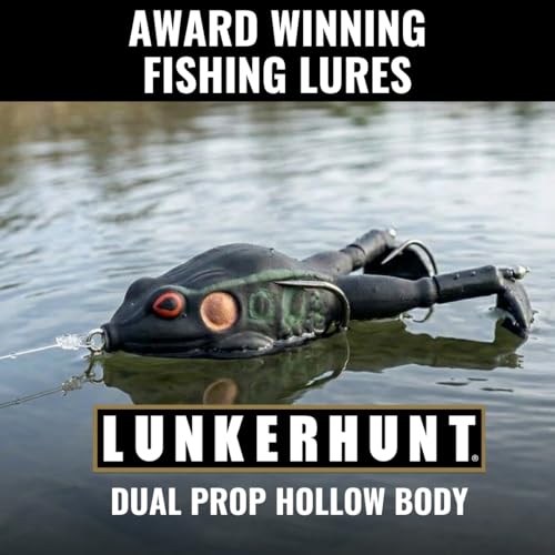 LUNKERHUNT - Frog Bait for Bass Fishing | Soft Hollow Body Weedless Frog for Bass Fishing and Trout | Weedless Realistic Bait Frog Lure, Freshwater with Sharp Hooks Lures and Double Propellers Feet - style: Texas Toad