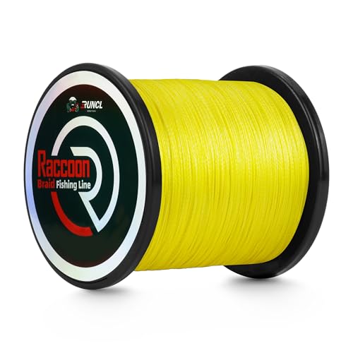 RUNCL Upgraded Braided Fishing Line, Colorfast Fishing Line Braid for Bass, Trout, Crappie, Ultra Strong Braid for Saltwater Freshwater, Abrasion Resistant, Zero Stretch, 6-80lb, 150/300/500/1000Yds - color: Yellow, size: 15lb-1000Yd
