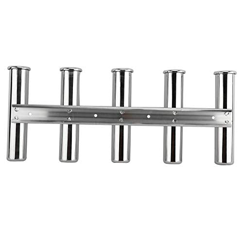 YaeMarine Fishing Rod Holder 316 Stainless Steel Fishing Rod Rack 3Tube/4Tube/5Tube/6Tube Mirror Finish for Marine Boat Yacht Camper - style: 5 Tube