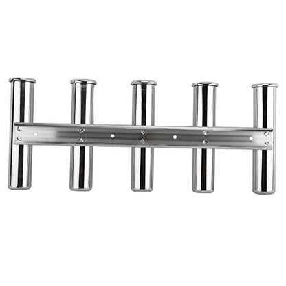 YaeMarine Fishing Rod Holder 316 Stainless Steel Fishing Rod Rack 3Tube/4Tube/5Tube/6Tube Mirror Finish for Marine Boat Yacht Camper - style: 5 Tube