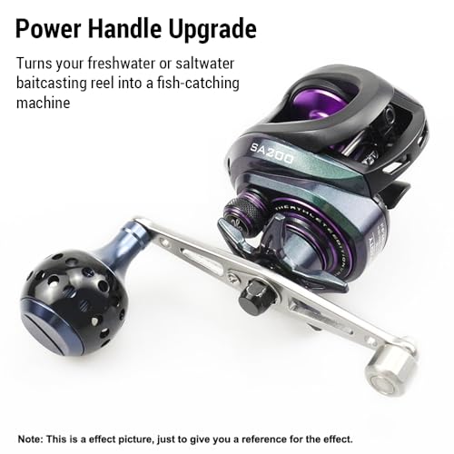 Baitcasting Power Handle Aluminum Alloy Rocker Arm for Bait Caster Round Fishing Reel Handle Knob Replacement Parts 8 * 5mm Holes - color: Black