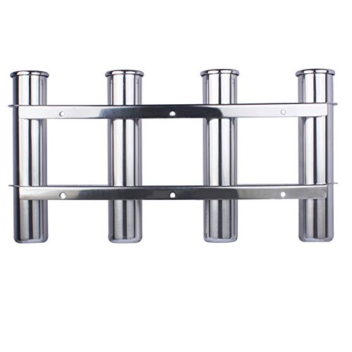 Wall Mounted Fishing Rod Holder for Boat, Stainless Steel 4 Tubes Linked Vertical Fishing Rod Rack for Marine Boat,Fishing Boat, Truck