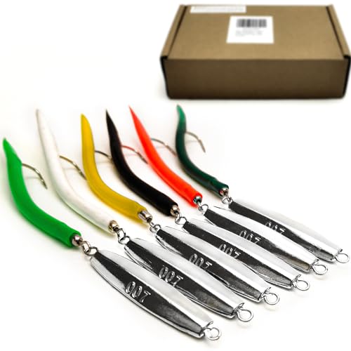 Diamond Jigs Saltwater Fishing Lures, 1-16oz Flat Metal Jigging Spoon Baits for Surf Fishing Bottom Bouncing Sinking Casting, Vertical Ocean Lures for Bluefish Striper Tuna Salmon Freshwater - color: A1-6pcs-1oz