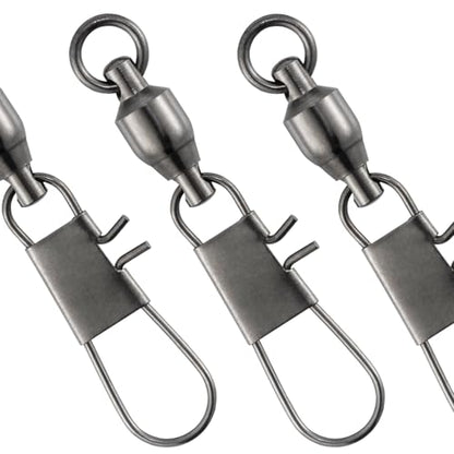 Dr.Fish 30 Pack Ball Bearing Snap Swivels, Swivels Fishing Tackle with Safety Interlock Snap Saltwater Freshwater Stainless Fishing Clips Clasp Leader Line Hook Sinker Connector - size: #2-24LB-1.2"