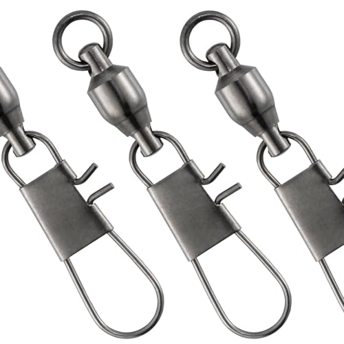 Dr.Fish 30 Pack Ball Bearing Snap Swivels, Swivels Fishing Tackle with Safety Interlock Snap Saltwater Freshwater Stainless Fishing Clips Clasp Leader Line Hook Sinker Connector - size: #7-115LB-2.4"