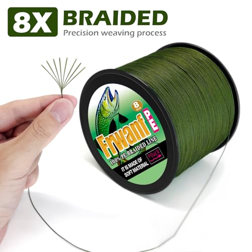 Braided Fishing Line 8 Strands of Super Strong PE Fishing line Extreme Power Fishing Braided line is Used for Saltwater and Freshwater Fishing - color: White, size: 6LB 0.10MM-328Yds