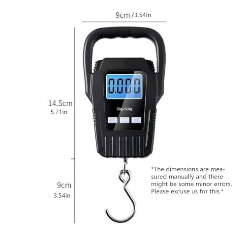Digital Fish Scale Hanging Scale Fishing Scale, 110lb/50kg Luggage Scale,Fish Weighing Scale, Upgrade Large Handle & Backlit LCD Display, Black,Fishing Gifts for Men, Battery not Included